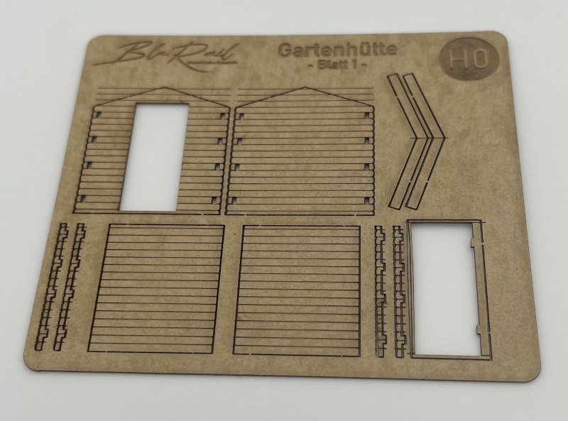 Bildbeschreibung: Kleine Gartenhütte (H0): Blatt 1 des Bausatzes
